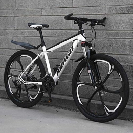 DJP Mountain Bike DJP Mountain Bike, Furniture High-Carbon Steel Mountain Bike, 26 inch Men's Mountain Bikes, Mountain Bicycle with Front Suspension Adjustable Seat, City Bike Cyan 6 Spoke 30 Speed, White / Black - 6 Spoke