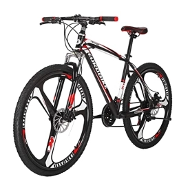 EUROBIKE Mountain Bike Eurobike Mens Mountain Bike 27.5 Inch Wheels, SHIMANO 21 Speed with Disc Brake, 17 Inch Steel Frame MTB Adult Hardtail Mountain Bike (K-RED)