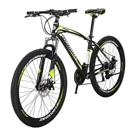 EUROBIKE Mountain Bike Eurobike X1 Adult Hardtail Mountain Bike 27.5-Inch Wheels, Shimano 21-Speed Drivetrain, Suspension Front Fork (SPOKE-YELLOW)