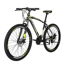 EUROBIKE Bike Eurobike YH X1 Mountain Bike 21 Speed 27.5 Inch Wheels Dual Disc Brake for Mens Front Suspension Bicycle (Yellow)