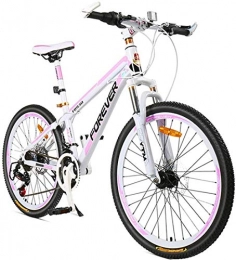 giyiohok Mountain Bike giyiohok 24 Inch Women Hardtail Mountain Trail Bike 24 Speed Adults Girls Mountain Bicycle with Mechanical Disc Brakes & Front Suspension High Carbon Steel-3 Spoke_Pink