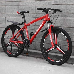 GQQ Bike GQQ Variable Speed Bicycle, Adult Mountain Bike, Highcarbon Steel Frame Beach Bike, Integrated Dual Disc Brakes Offroad Bikes Snow, Magnesium Alloy, Red, 27 Speed, Red