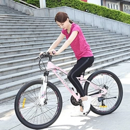 Great Mountain Bike GREAT 26" Mountain Bike, 27 Speed Spoke Wheel Bicycle Aluminum Alloy Frame Commuter Women Front Suspension Outdoor Sports Bike(Color:Pink)