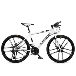 GWFVA Bike GWFVA 24 Inch Mountain Bikes, Dual Disc Brake Hardtail Mountain Bike, Mens Women High-carbon Steel All Terrain Alpine Bicycle, 30 Speed, White 10 Spoke