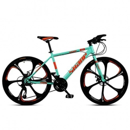 GWFVA Bike GWFVA 26 Inch Mountain Bikes, Men's Dual Disc Brake Hardtail Mountain Bike, Bicycle Adjustable Seat, High-carbon Steel Frame, 30 Speed, Blue 6 Spoke