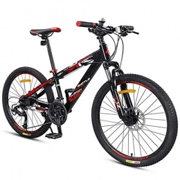 GWFVA Bike GWFVA Boys Mountain Bikes, Mountain Trail Bikes with Dual Disc Brake, Front Suspension Aluminum Frame All Terrain Mountain Bicycle, Black, 24 inch 27 Speed