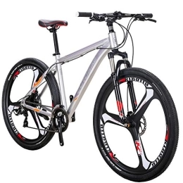 EUROBIKE Bike Hardtail Mountain Bike, OBK X9 29er Mens Mountain Bike 29 Inch wheels Aluminum Frame 21 Speed Dual Disc Brakes Front Suspension Bicycle for Men (3 Spoke Mag wheels Silver)