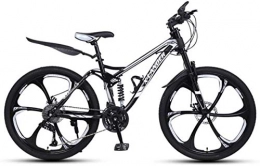 HCMNME Bike HCMNME Mountain Bikes, 24 inch downhill soft tail mountain bike variable speed male and female six-wheel mountain bike Alloy frame with Disc Brakes (Color : Black and silver, Size : 24 speed)