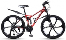 HCMNME Bike HCMNME Mountain Bikes, 24 inch downhill soft tail mountain bike variable speed male and female six-wheel mountain bike Alloy frame with Disc Brakes (Color : Black red, Size : 27 speed)