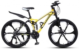 HCMNME Bike HCMNME Mountain Bikes, 24 inch downhill soft tail mountain bike variable speed male and female six-wheel mountain bike Alloy frame with Disc Brakes (Color : Yellow, Size : 24 speed)