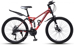 HCMNME Bike HCMNME Mountain Bikes, 24 inch downhill soft tail mountain bike variable speed male and female spoke wheel mountain bike Alloy frame with Disc Brakes (Color : Black red, Size : 21 speed)