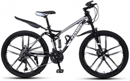 HCMNME Bike HCMNME Mountain Bikes, 24 inch downhill soft tail mountain bike variable speed male and female ten-wheel mountain bike Alloy frame with Disc Brakes (Color : Black and silver, Size : 30 speed)