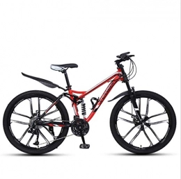 HCMNME Bike HCMNME Mountain Bikes, 24 inch downhill soft tail mountain bike variable speed male and female ten-wheel mountain bike Alloy frame with Disc Brakes (Color : Black red, Size : 30 speed)