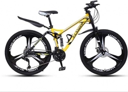 HCMNME Bike HCMNME Mountain Bikes, 24 inch downhill soft tail mountain bike variable speed men and women three-wheel mountain bike Alloy frame with Disc Brakes (Color : Yellow, Size : 24 speed)