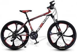 HCMNME Bike HCMNME Mountain Bikes, 24 inch mountain bike adult men and women variable speed transportation bicycle six cutter wheels Alloy frame with Disc Brakes (Color : Black red, Size : 21 speed)