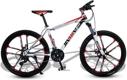 HCMNME Bike HCMNME Mountain Bikes, 24 inch mountain bike adult men and women variable speed transportation bicycle ten cutter wheels Alloy frame with Disc Brakes (Color : White Red, Size : 21 speed)