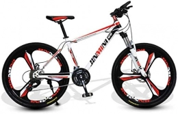 HCMNME Bike HCMNME Mountain Bikes, 24 inch mountain bike adult men and women variable speed transportation bicycle three-knife wheel Alloy frame with Disc Brakes (Color : White Red, Size : 21 speed)