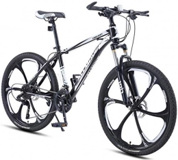 HCMNME Bike HCMNME Mountain Bikes, 24 inch mountain bike male and female adult variable speed racing ultra-light bicycle six cutter wheels Alloy frame with Disc Brakes (Color : Black and white, Size : 27 speed)