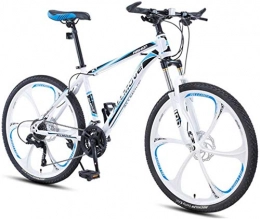 HCMNME Bike HCMNME Mountain Bikes, 24 inch mountain bike male and female adult variable speed racing ultra-light bicycle six cutter wheels Alloy frame with Disc Brakes (Color : White blue, Size : 24 speed)