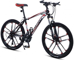 HCMNME Bike HCMNME Mountain Bikes, 24 inch mountain bike male and female adult variable speed racing ultra-light bicycle ten cutter wheels Alloy frame with Disc Brakes (Color : Black red, Size : 24 speed)