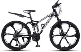 HCMNME Bike HCMNME Mountain Bikes, 26 inch downhill soft-tail mountain bike variable speed male and female six-wheel mountain bike Alloy frame with Disc Brakes (Color : Black and silver, Size : 21 speed)