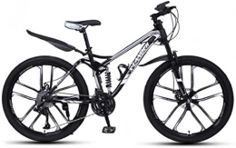 HCMNME Bike HCMNME Mountain Bikes, 26 inch downhill soft tail mountain bike variable speed male and female ten-wheel mountain bike Alloy frame with Disc Brakes (Color : Black and silver, Size : 27 speed)