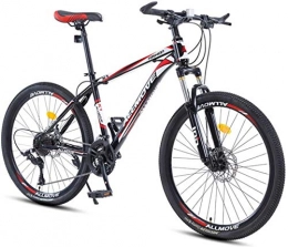 HCMNME Bike HCMNME Mountain Bikes, 26 inch mountain bike male and female adult variable speed racing ultra light bicycle 40 cutter wheels Alloy frame with Disc Brakes (Color : Black red, Size : 27 speed)