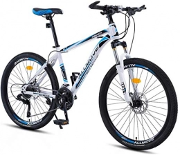 HCMNME Bike HCMNME Mountain Bikes, 26 inch mountain bike male and female adult variable speed racing ultra light bicycle 40 cutter wheels Alloy frame with Disc Brakes (Color : White blue, Size : 30 speed)