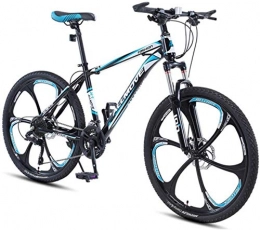 HCMNME Bike HCMNME Mountain Bikes, 26 inch mountain bike male and female adult variable speed racing ultra-light bicycle six-cutter wheel Alloy frame with Disc Brakes (Color : Black blue, Size : 30 speed)
