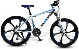HCMNME Bike HCMNME Mountain Bikes, 26 inch mountain bike six-cutter wheel Alloy frame with Disc Brakes (Color : White blue, Size : 30 speed)
