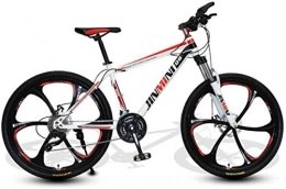 HCMNME Bike HCMNME Mountain Bikes, 26 inch mountain bike six-cutter wheel Alloy frame with Disc Brakes (Color : White Red, Size : 30 speed)