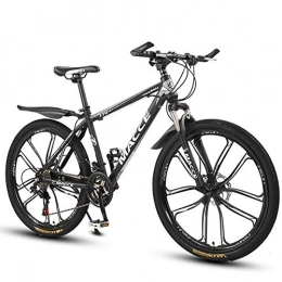 JESU Mountain Bike JESU Adult Mountain Bikes, Mountain Trail Bike High Carbon Steel Frame Bicycles Gears Dual Disc Brakes Mountain Bicycle, BlackSilver 26 inch, 24Speed