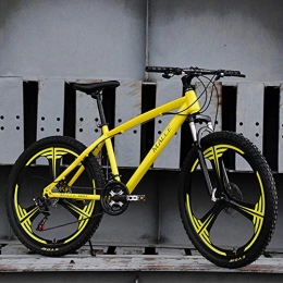 JESU Mountain Bike JESU Mountain Bikes, 26 Inch Mountain Bike, Dual disc brakes High-carbon steel bicycle, All Terrain Mountain Bike, Yellow, 24Speed