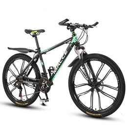 JESU Mountain Bike JESU Outroad Mountain Bike, Ten cutter wheel Double Disc Brake Bicycle, 26inch Bike for Adult Teens, Front and rear mechanical disc brakes, BlackGreen, 21Speed