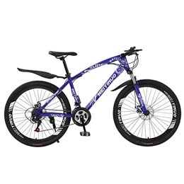 Kays Bike Kays Mountain Bikes 21 / 24 / 27 Speed Dual Disc Brake 26 Inches Spoke Wheels Bicycle Carbon Steel Frame With Suspension Fork(Size:24 Speed, Color:Blue)