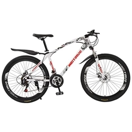 Kays Bike Kays Mountain Bikes 21 / 24 / 27 Speed Dual Disc Brake 26 Inches Spoke Wheels Bicycle Carbon Steel Frame With Suspension Fork(Size:24 Speed, Color:White)