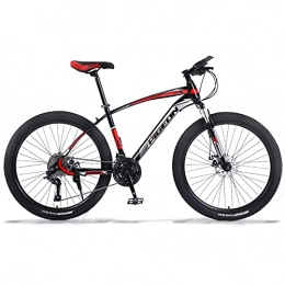LZHi1 Bike LZHi1 26 Inch Adult Mountain Bike With Lockable Front Suspension, 27 Speed Mountain Trail Bicycle With Dual Disc Brakes, High Carbon Steel Frame Urban Commuter City Bicycle(Color:Black red)