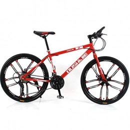 BNMKL Bike Mountain Bike Adult 26 Inch High Carbon Steel Frame 21 / 24 / 27 / 30 Speed Bicycle Commuter City Road Bike, Unfoldable Bike, Red, 27 Speed