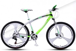 HCMNME Bike Mountain Bikes, 24 inch mountain bike adult variable speed damping bicycle off-road double disc brake three-wheeled bicycle Alloy frame with Disc Brakes ( Color : White and green , Size : 24 speed )