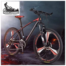 NENGGE Bike NENGGE 33 Speed Mountain Bikes with Front Suspension for Men / Women, Adults Boys / Girls Anti-Slip Hardtail Mountain Trail Bicycle, Hydraulic Disc Brake & Adjustable Seat, Black Red 3 Spokes, 27.5 Inch