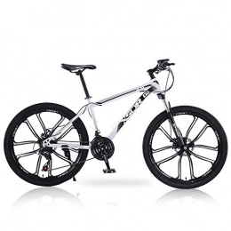 peipei Bike peipei 26-inch 21-speed, 24-speed, 27-speed three-speed / six-speed / ten-speed wheel front and rear double disc brake mountain bike-Black and white ten knife wheels_26 inch 21 speed