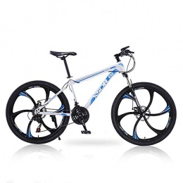 peipei Mountain Bike peipei 26-inch 21-speed, 24-speed, 27-speed three-speed / six-speed / ten-speed wheel front and rear double disc brake mountain bike-White and blue six knife wheels_26 inch 21 speed