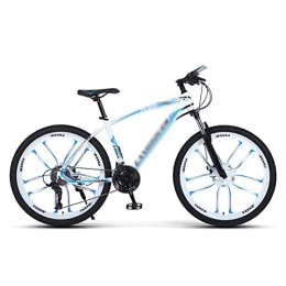 BaiHogi Bike Professional Racing Bike, 26 inch Mountain Bike 21 / 24 / 27 Speeds with Double Disc Brake Cycling Urban Commuter City Bicycle for Adults Mens Womens / Blue / 24 Speed (Color : White, Size : 21 Speed)