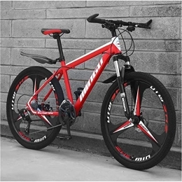 QCLU Bike QCLU 26 Inch Mountain Bike, Disc Brakes Hardtail MTB, Trekking Bike Men Bike Girls Bike, Full Suspension Mountain Bike, 21 Speed, 3 Spoke (Color : Red, Size : 21-Speed)