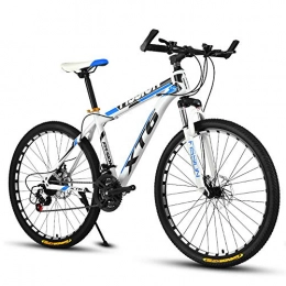 VANYA Mountain Bike VANYA Variable Speed Mountain Bike 24 / 26 Inch 24 Speed Commuting Cycling Shock Absorption Double Disc Brakes Unisex Bicycle, Whiteblue, 24inches