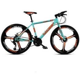 WJSW Bike WJSW 24 Inch Mountain Bike, Double Disc Brake / High-Carbon Steel Frame Bikes, Beach Snowmobile Bicycle, Aluminum Alloy Wheels, Blue, 27 speed