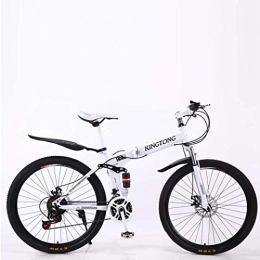 ZTYD Bike ZTYD Mountain Bike Folding Bikes, 27-Speed Double Disc Brake Full Suspension Anti-Slip, Lightweight Aluminum Frame, Suspension Fork, Multiple Colors-24 Inch / 26 Inch, White1, 26 inch