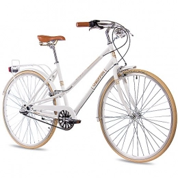 CHRISSON Bike 28 Inch Nostalgic city bike, ladies bike Chrisson old city lady N3 with 3 Gang Shimano Nexus white matt