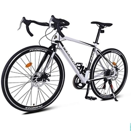 WJSW Bike Adult Road Bike, Lightweight Aluminium Bicycle, City Commuter Bicycle with Dual Disc Brake, 700 * 23C Wheels, One Size, White