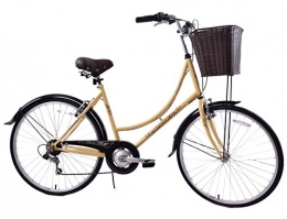 Ammaco Bike Ammaco Classique 26" Wheel Heritage Traditional Classic Ladies Lifestyle Bike & Basket 19" Frame Dutch Style Cream